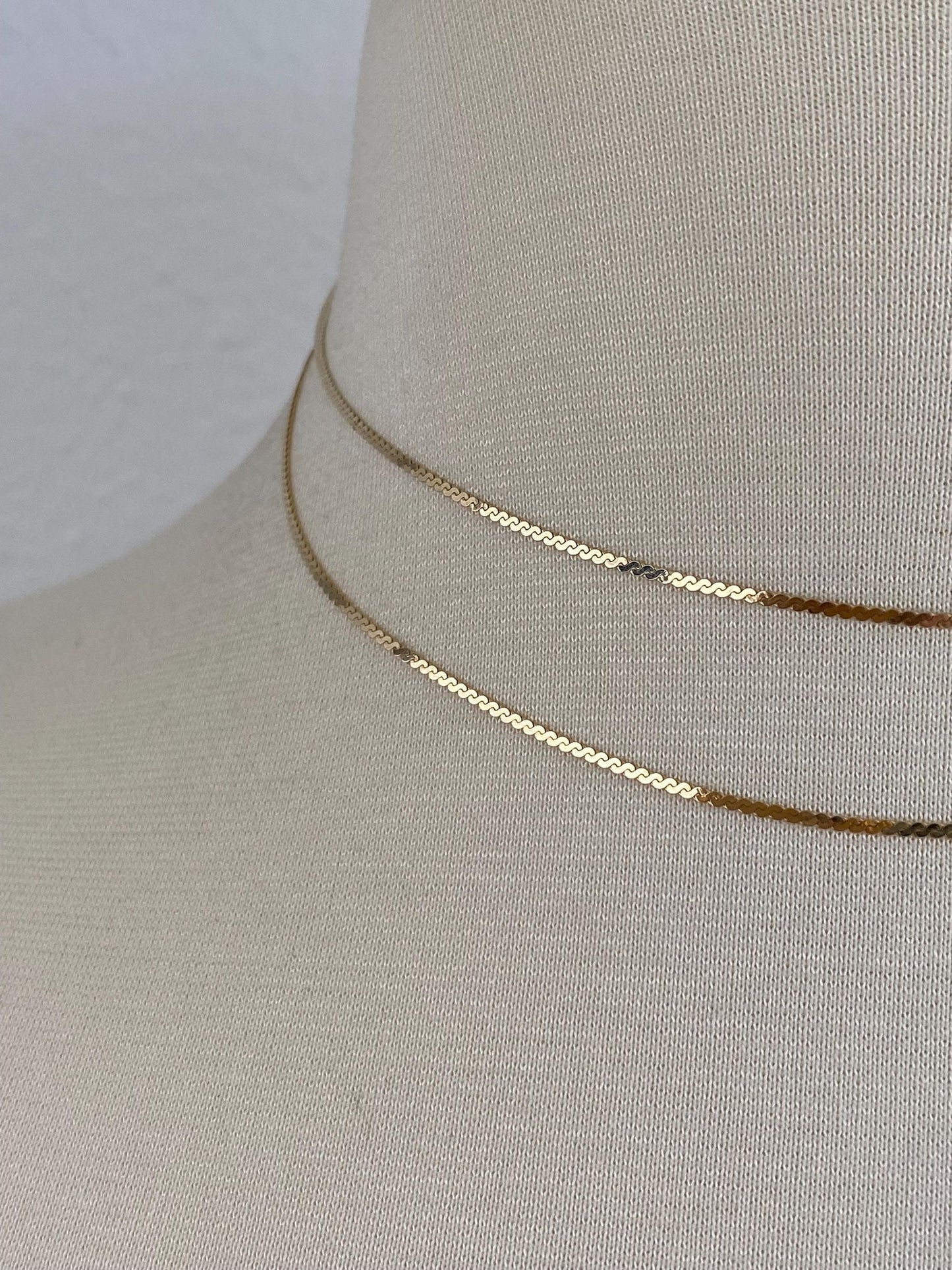 Vintage Solid 14k Yellow Gold Long Serpentine Chain Necklace - 30.25 inches