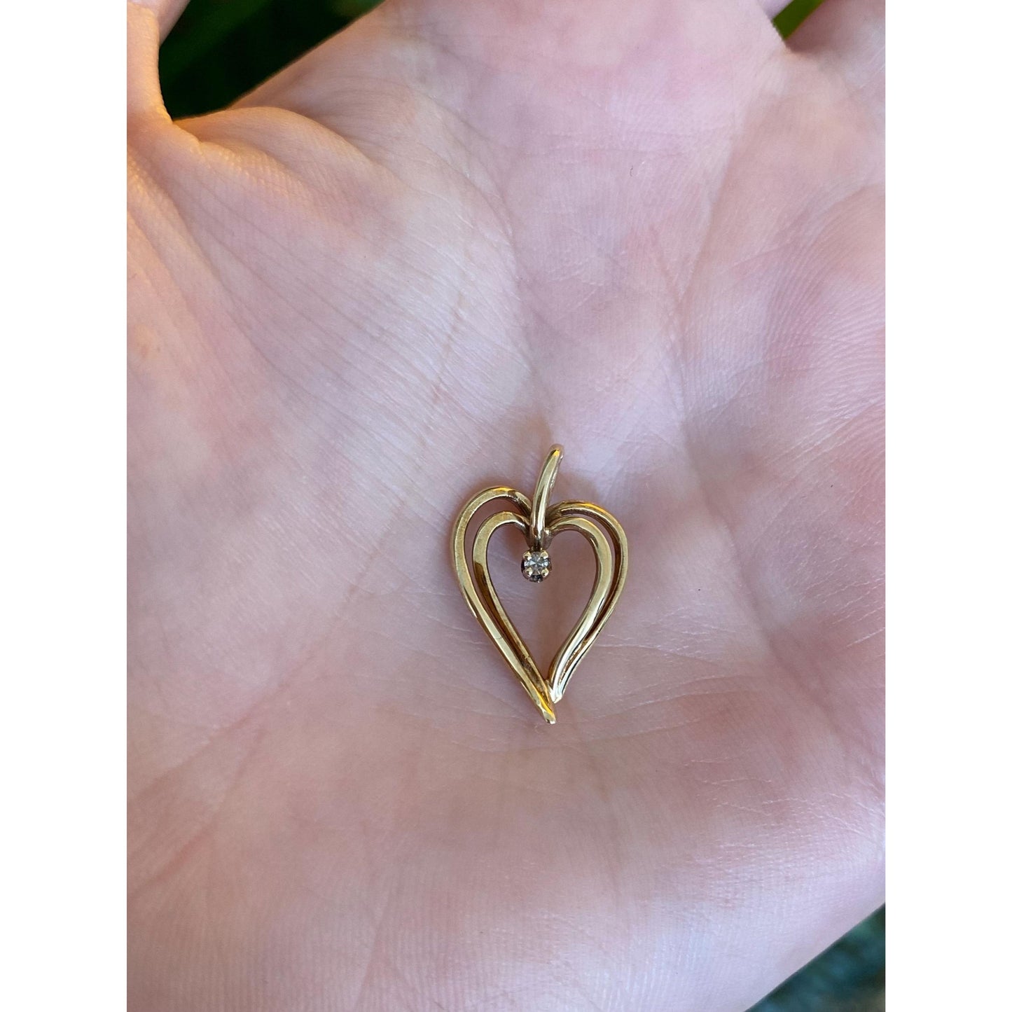 Vintage Solid 10k Yellow Gold Clear Sapphire Heart Charm