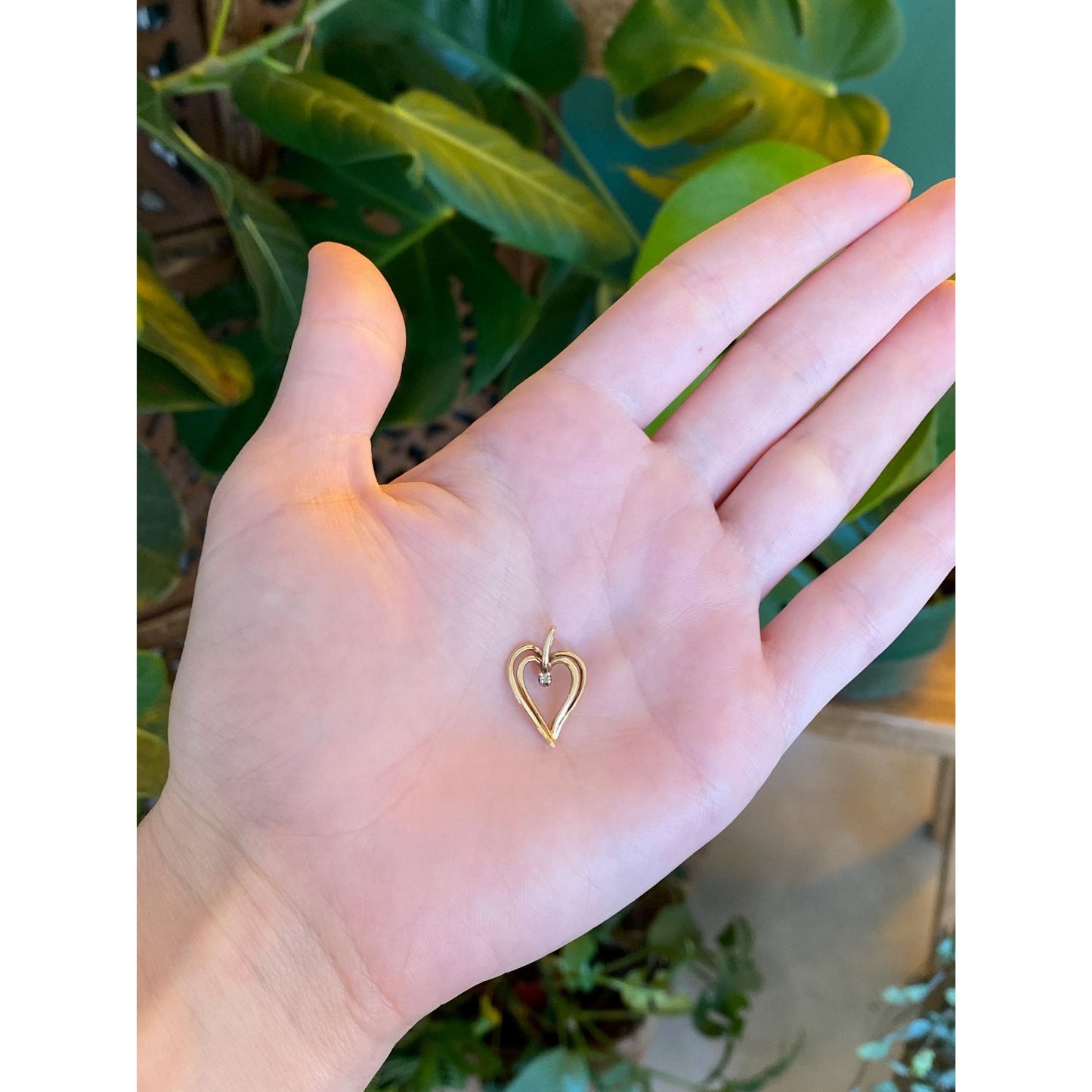 Vintage Solid 10k Yellow Gold Clear Sapphire Heart Charm