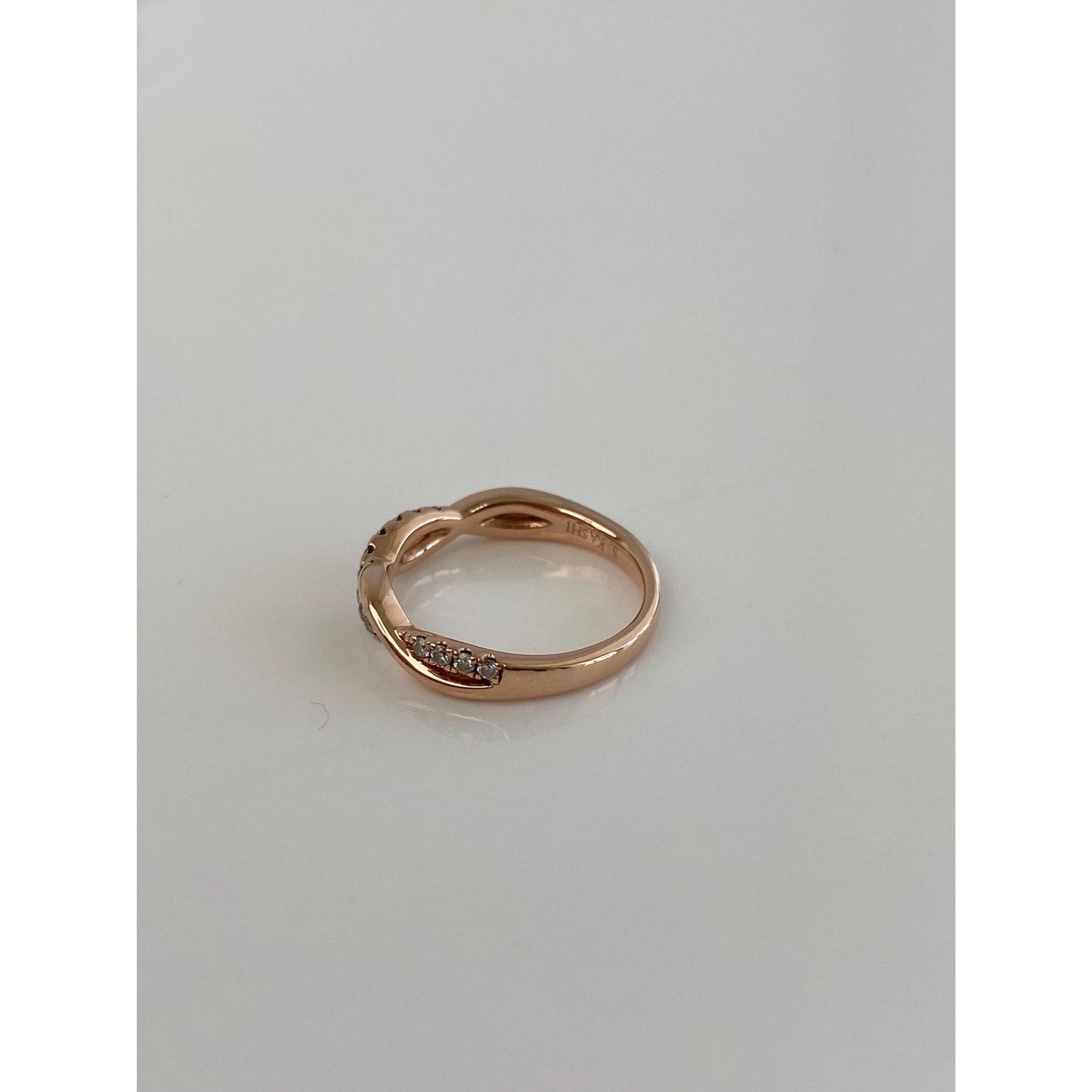 Vintage Solid 14k Rose Gold Diamond Twist Ring Band - Size 4.75