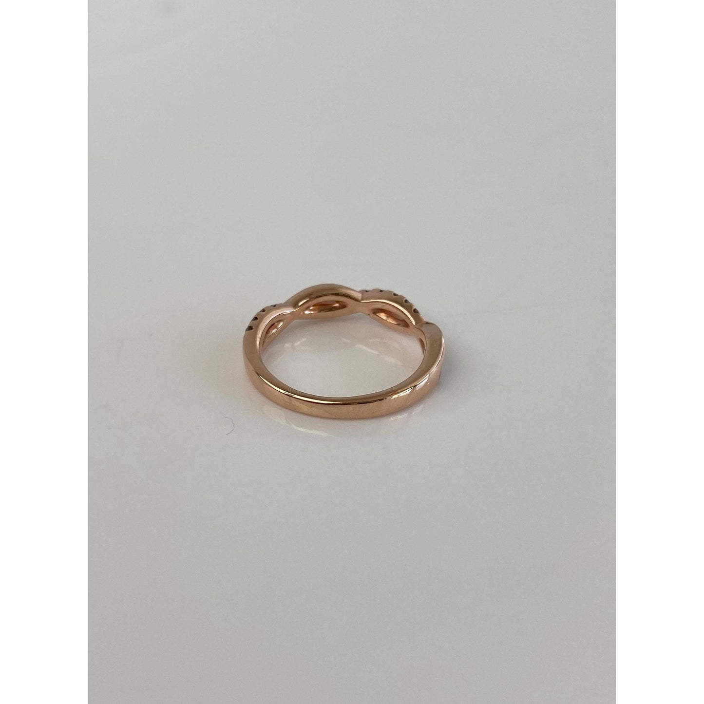 Vintage Solid 14k Rose Gold Diamond Twist Ring Band - Size 4.75