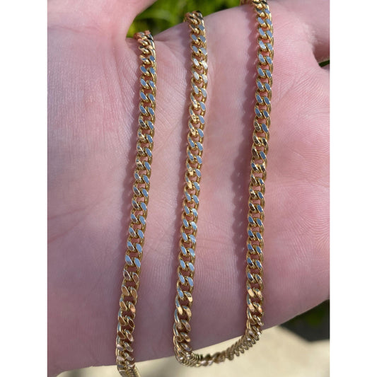 Vintage Solid 18k Yellow Gold Curb Chain Necklace - 19.5 inches