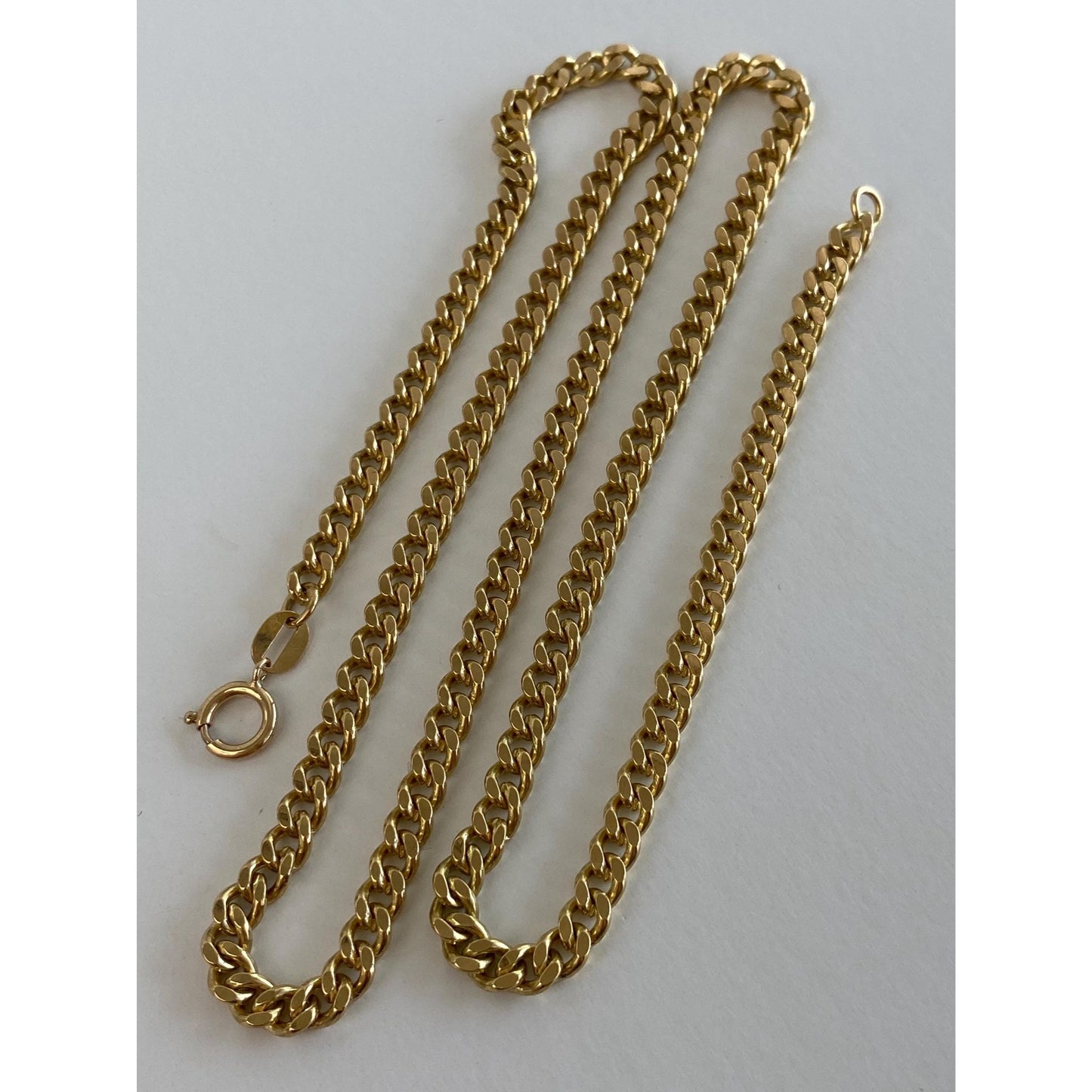 Vintage Solid 18k Yellow Gold Curb Chain Necklace - 19.5 inches