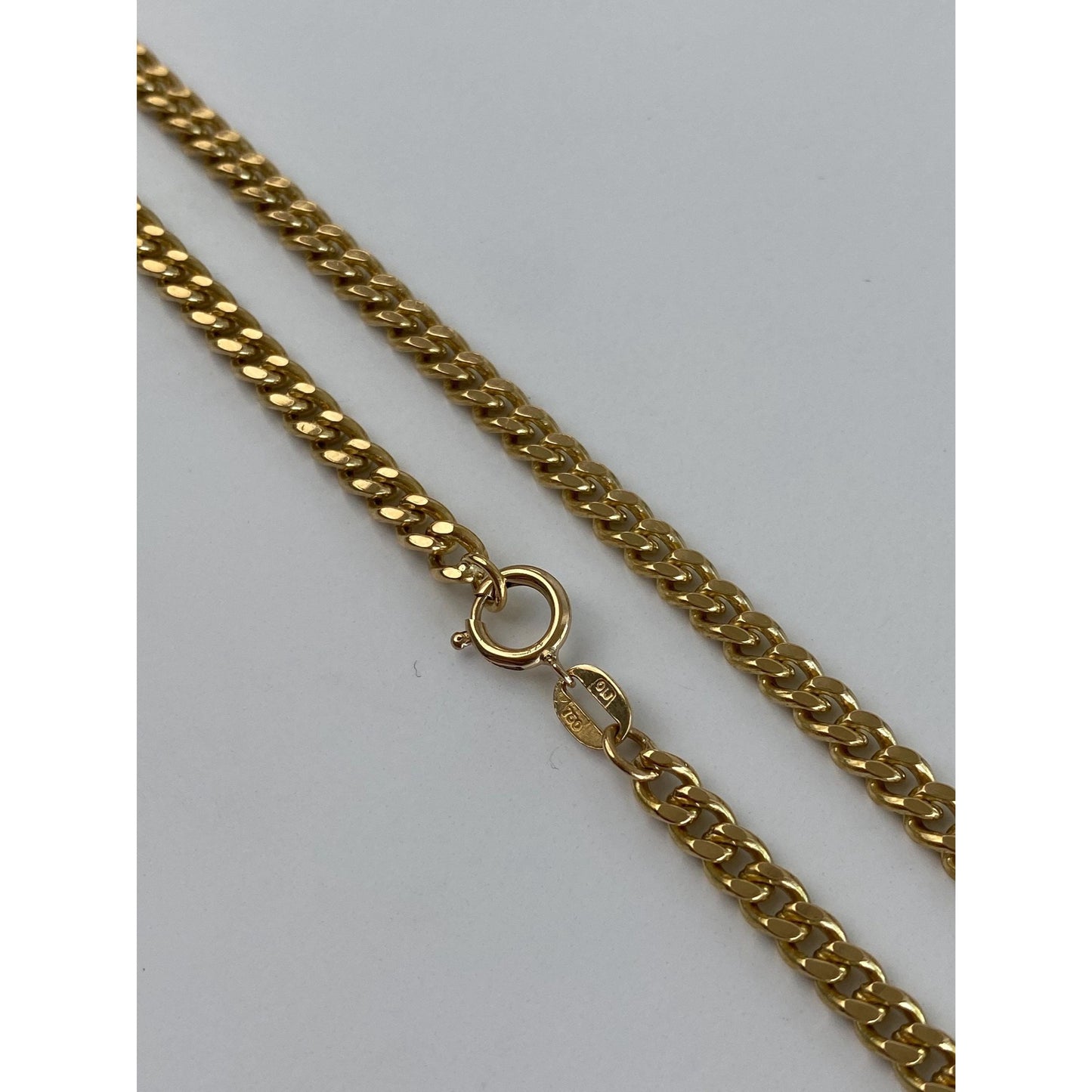 Vintage Solid 18k Yellow Gold Curb Chain Necklace - 19.5 inches