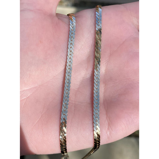 Vintage Solid 14k Yellow Gold Herringbone Chain Necklace - 20 inches