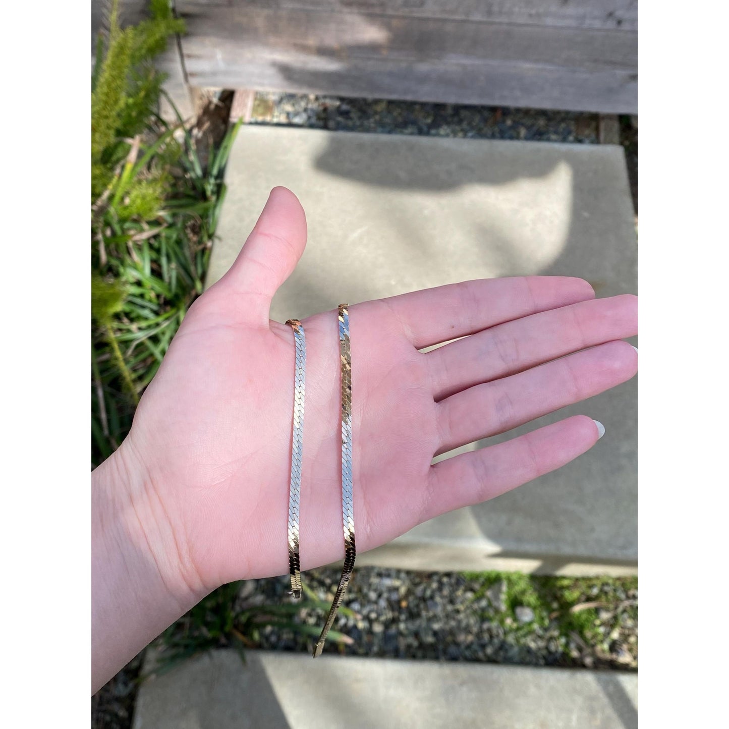 Vintage Solid 14k Yellow Gold Herringbone Chain Necklace - 20 inches