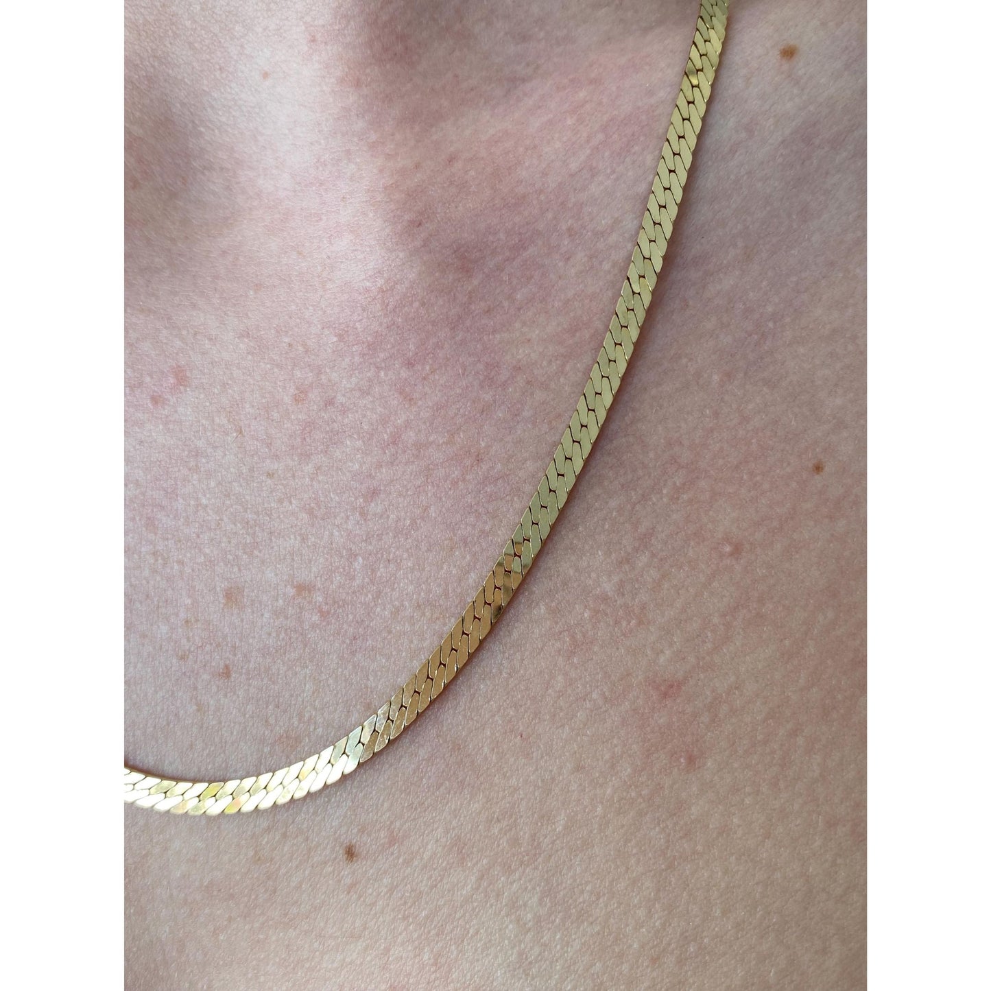 Vintage Solid 14k Yellow Gold Herringbone Chain Necklace - 20 inches