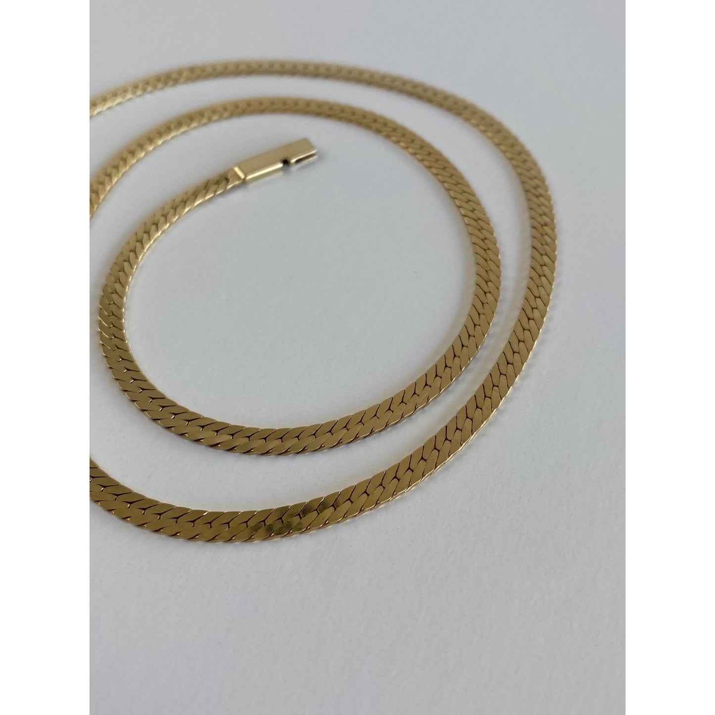 Vintage Solid 14k Yellow Gold Herringbone Chain Necklace - 20 inches