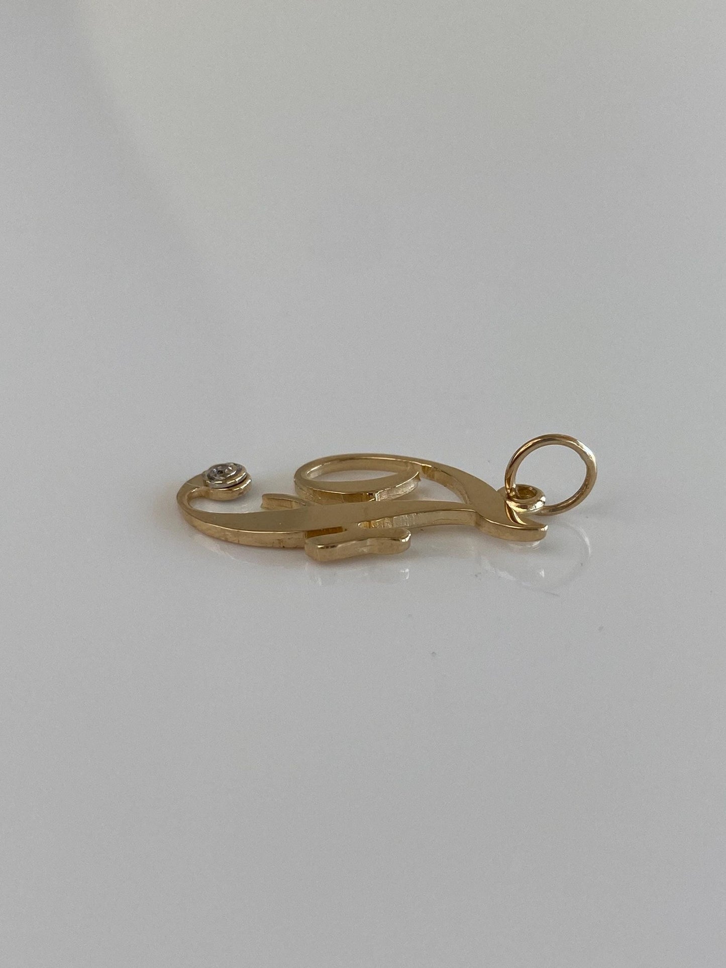 Solid 14k Yellow Gold Diamond Initial 'F' Charm