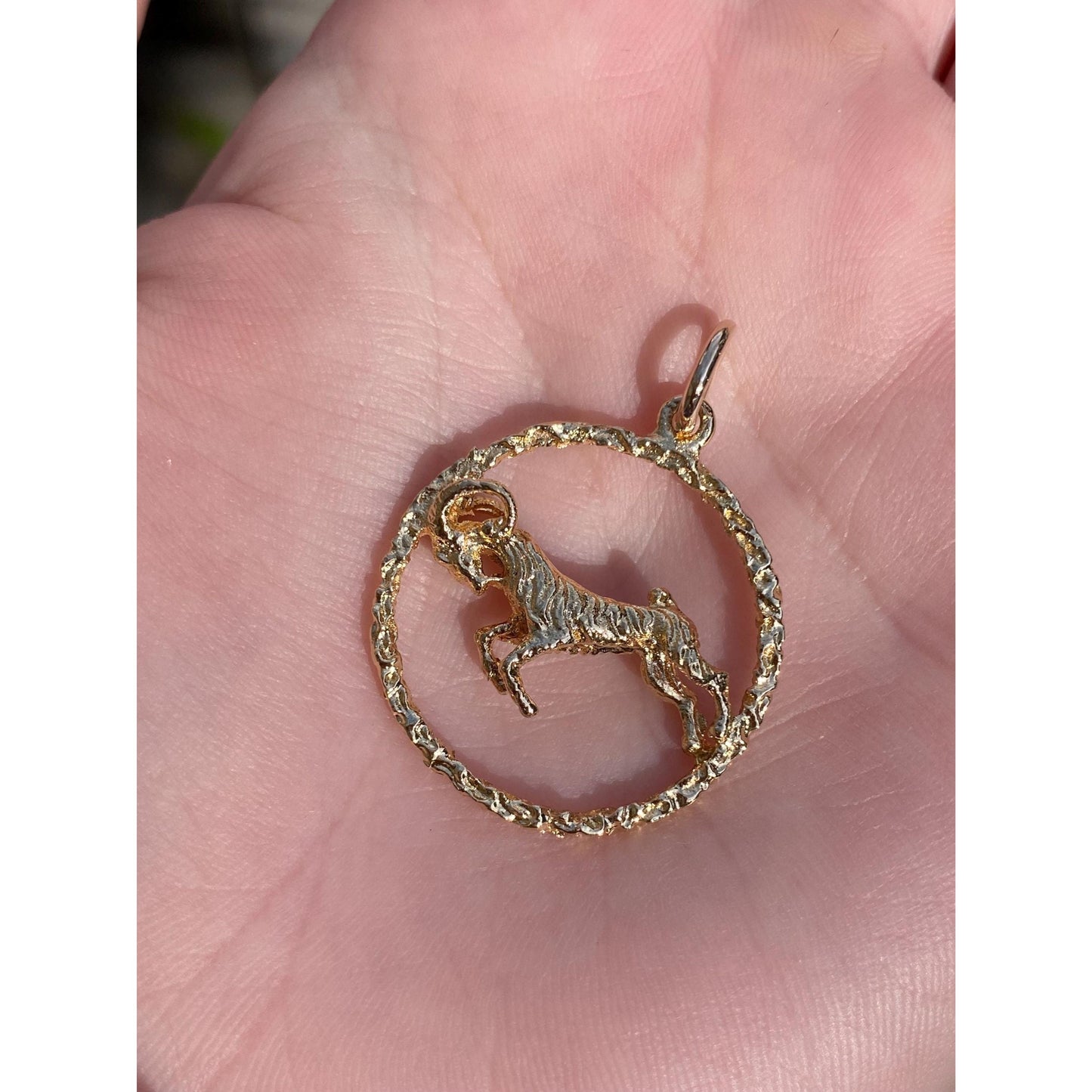 Vintage Solid 18k Yellow Gold Ram Aries Charm