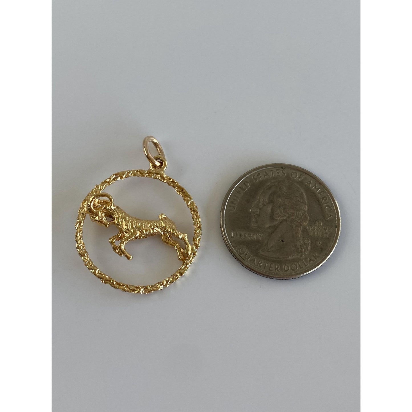 Vintage Solid 18k Yellow Gold Ram Aries Charm