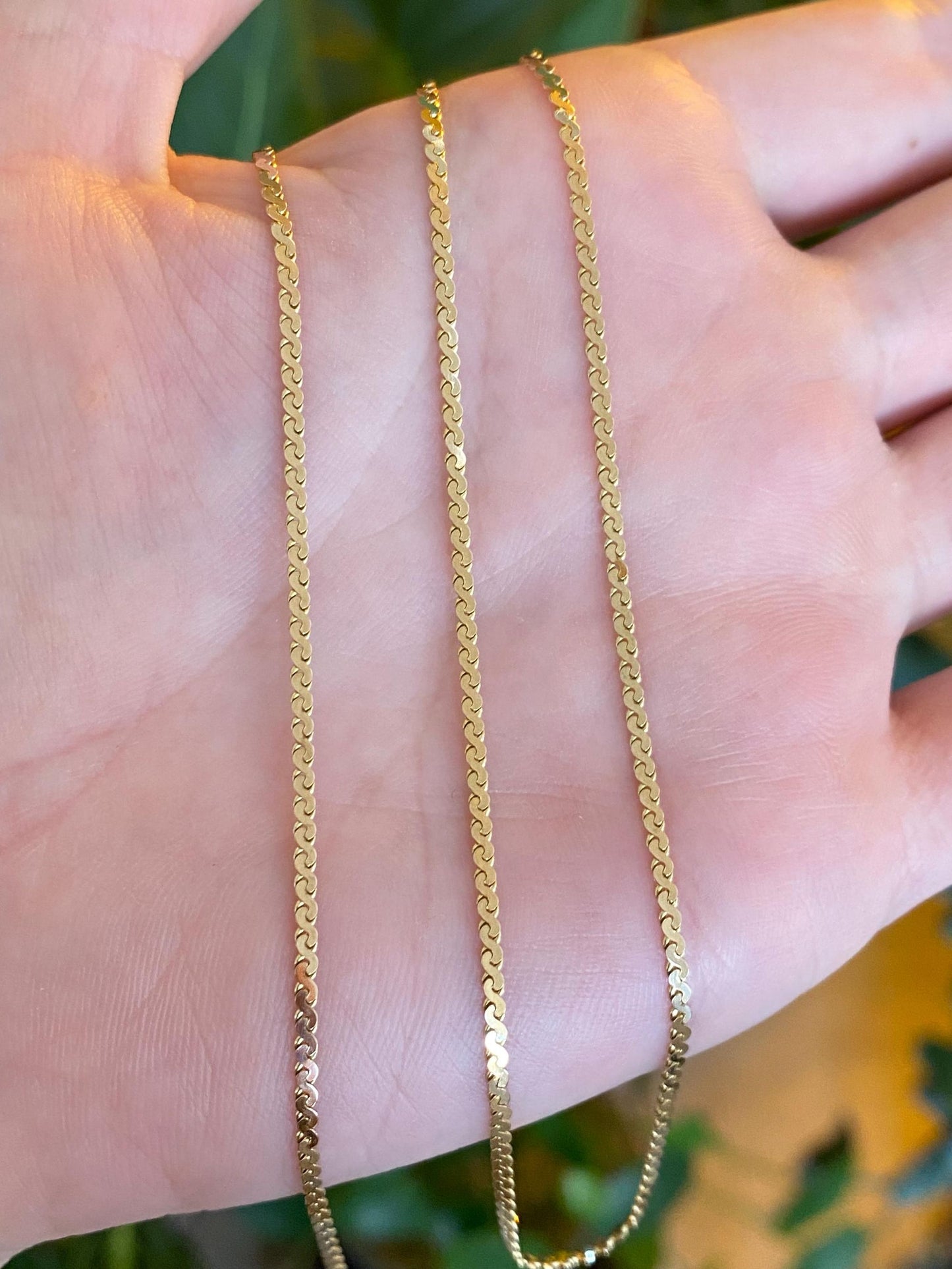 Vintage Solid 14k Yellow Gold Serpentine Chain Necklace - 18.75 inches