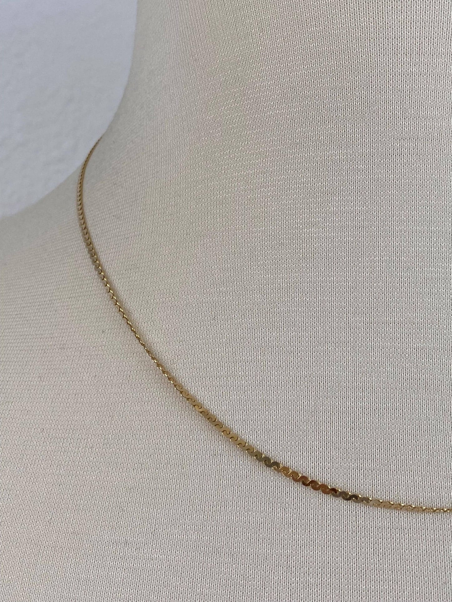 Vintage Solid 14k Yellow Gold Serpentine Chain Necklace - 18.75 inches