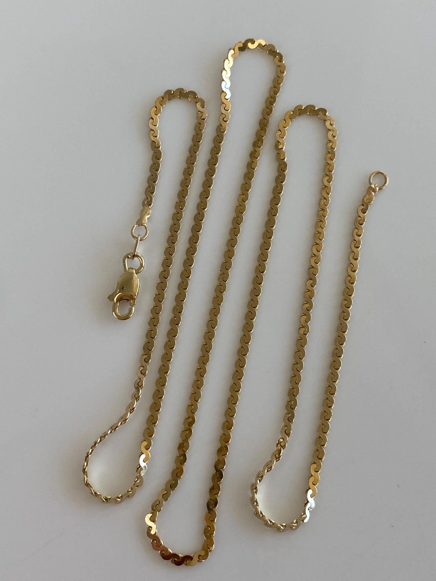 Vintage Solid 14k Yellow Gold Serpentine Chain Necklace - 18.75 inches