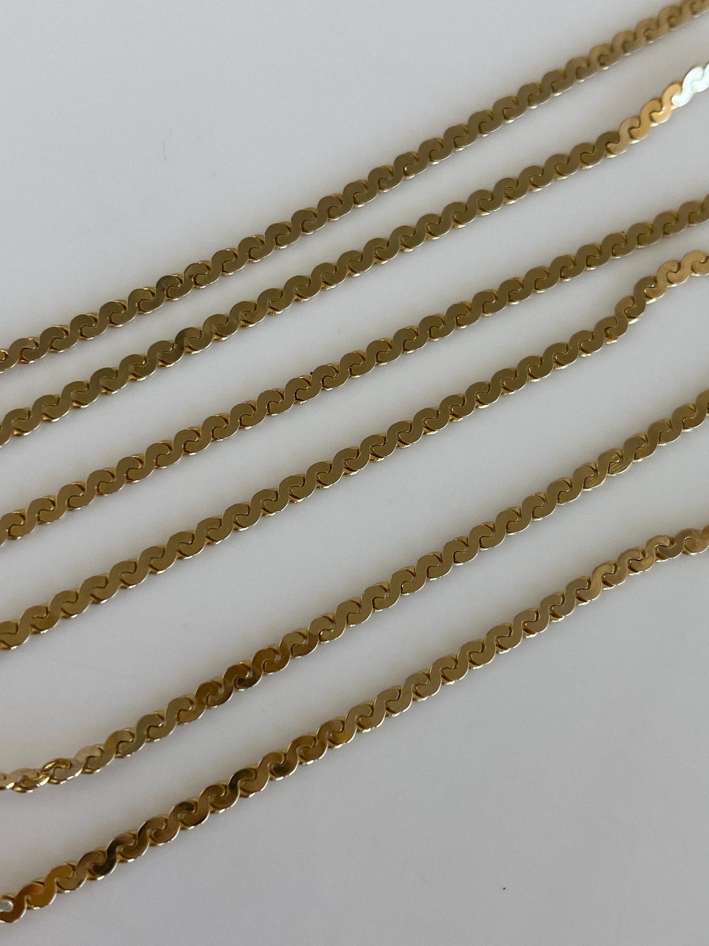 Vintage Solid 14k Yellow Gold Serpentine Chain Necklace - 18.75 inches