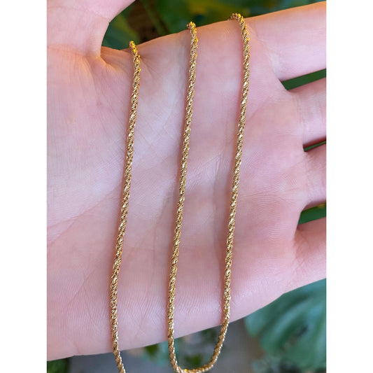 Vintage Solid 14k Yellow Gold Twist Style Chain - 24.5 inches