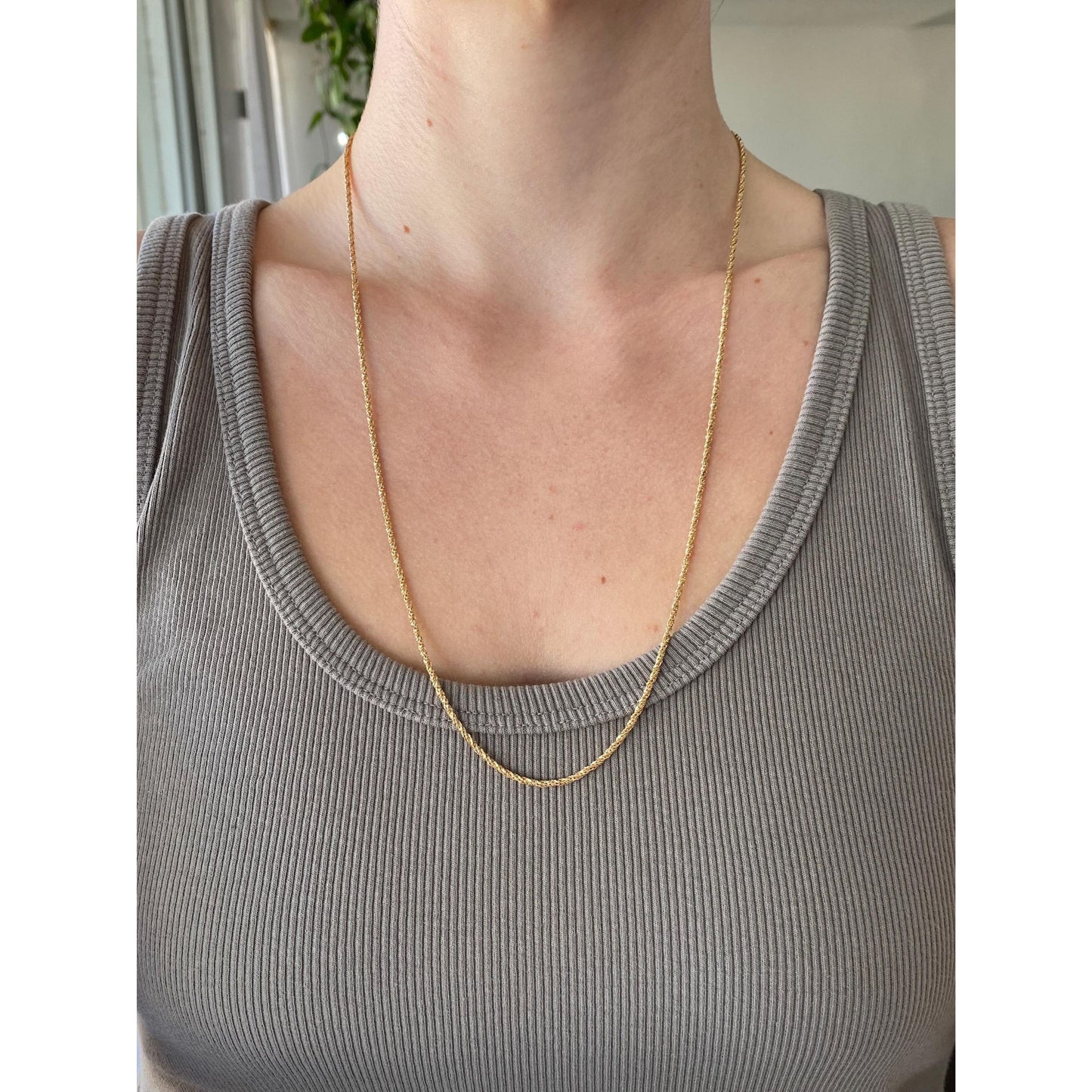 Vintage Solid 14k Yellow Gold Twist Style Chain - 24.5 inches