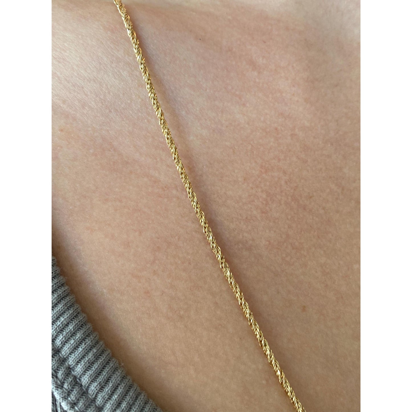Vintage Solid 14k Yellow Gold Twist Style Chain - 24.5 inches