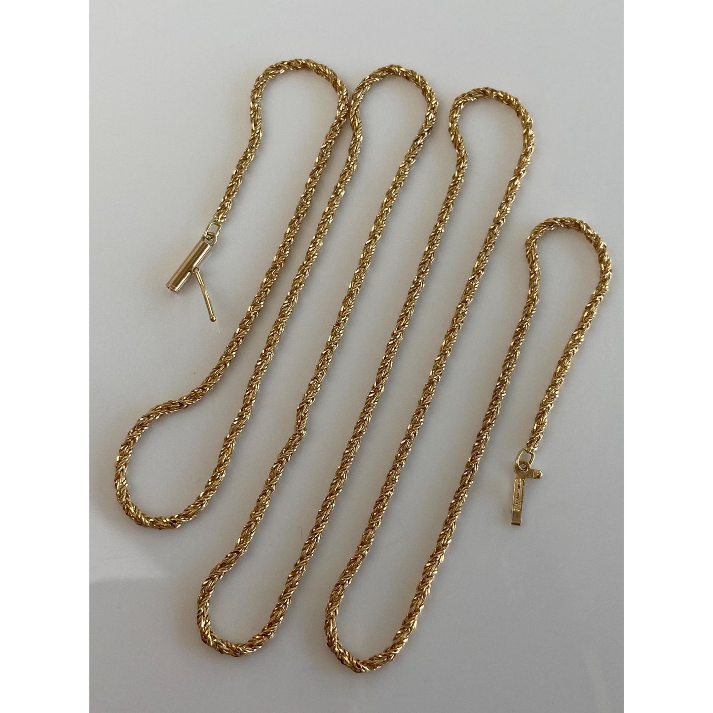 Vintage Solid 14k Yellow Gold Twist Style Chain - 24.5 inches
