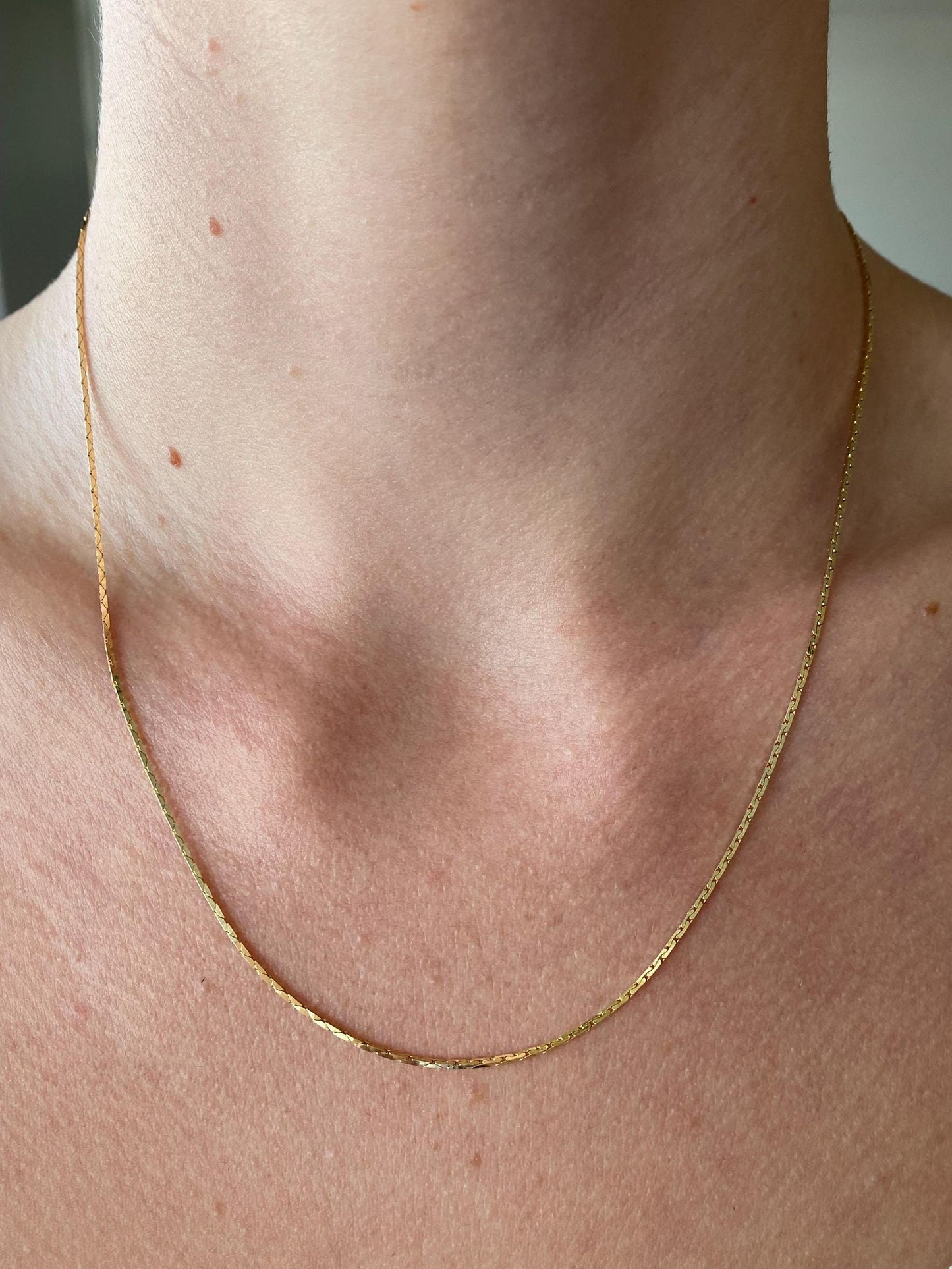 Vintage Solid 14k Yellow Gold Triangle Link Chain Necklace - 18 inches