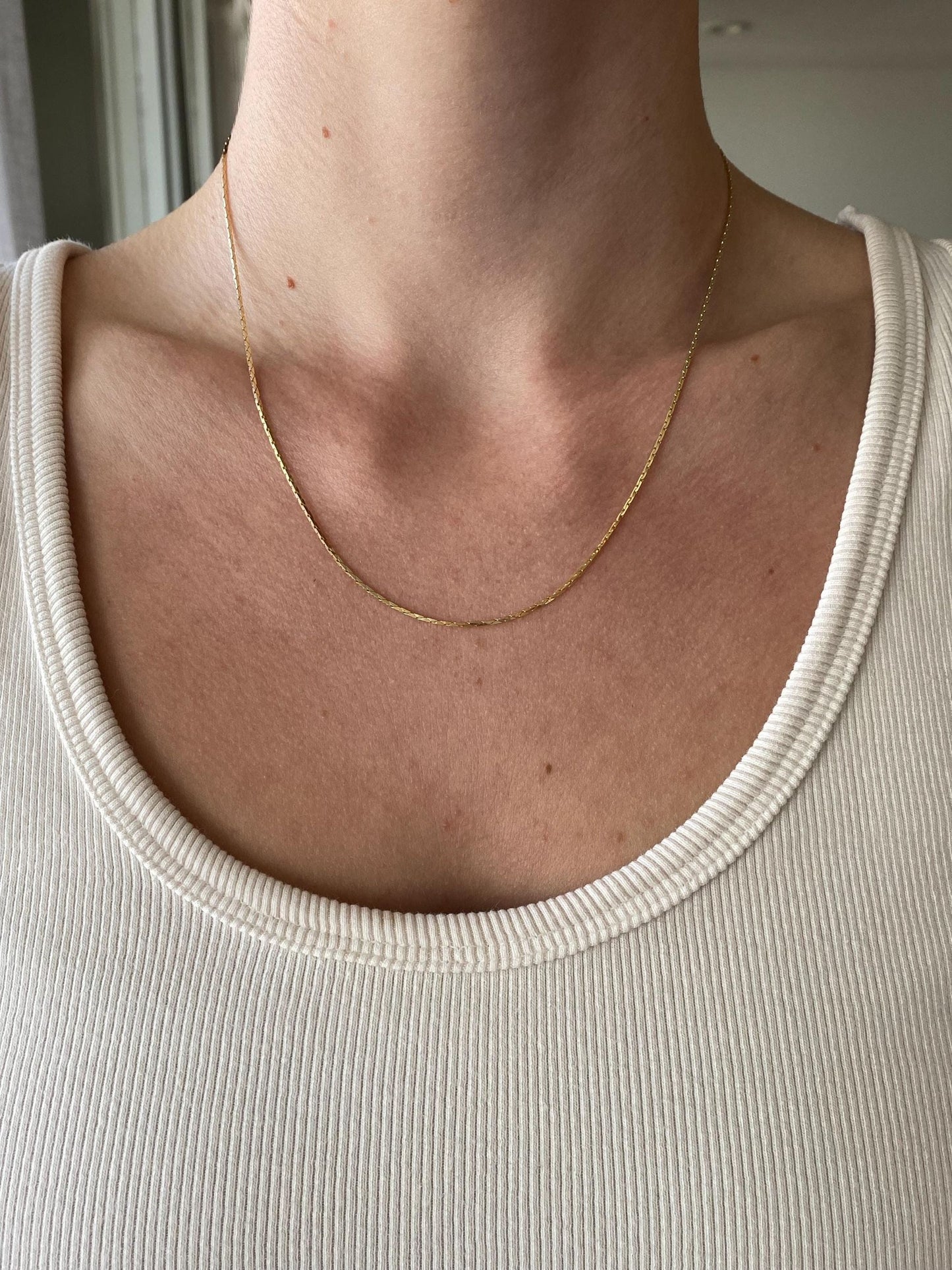 Vintage Solid 14k Yellow Gold Triangle Link Chain Necklace - 18 inches