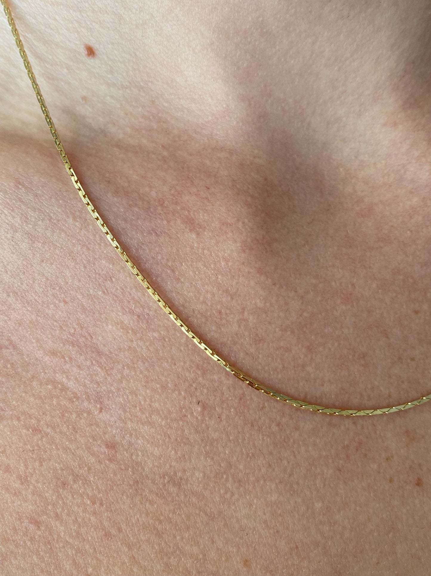 Vintage Solid 14k Yellow Gold Triangle Link Chain Necklace - 18 inches
