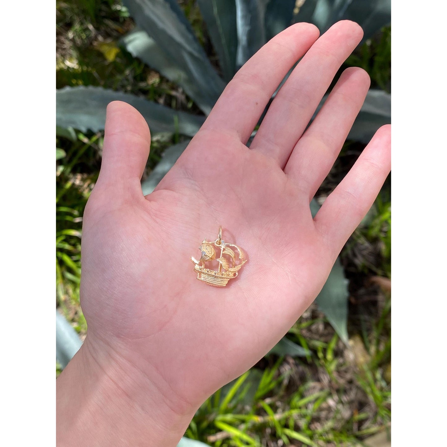 Vintage Solid 14k Yellow Gold Pirate Ship Charm