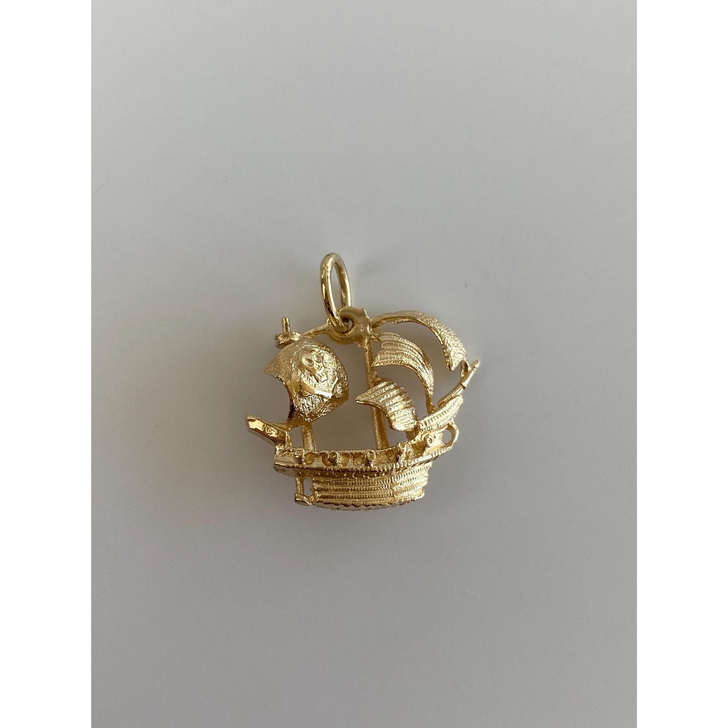 Vintage Solid 14k Yellow Gold Pirate Ship Charm