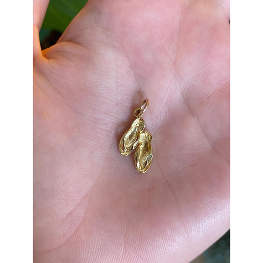 Vintage Solid 10k Yellow Gold Flip Flop Charm