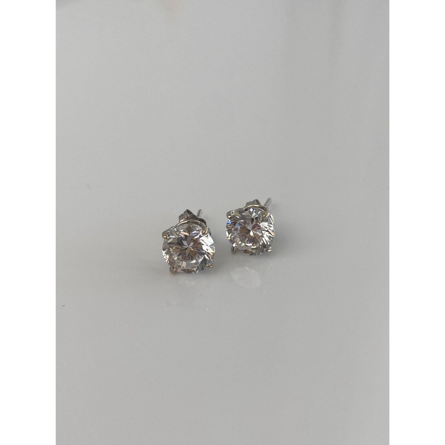 Solid 14k White Gold Cubic Zirconia Stud Earrings