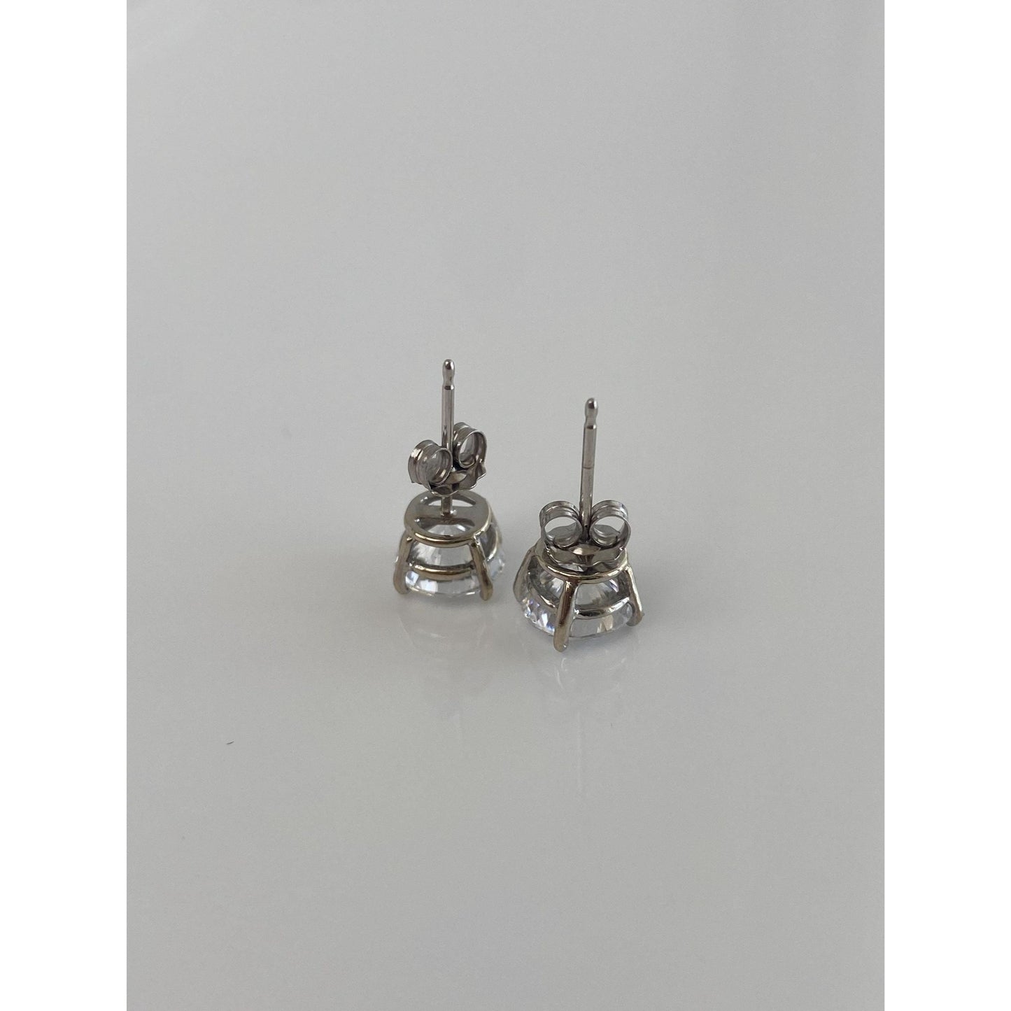 Solid 14k White Gold Cubic Zirconia Stud Earrings