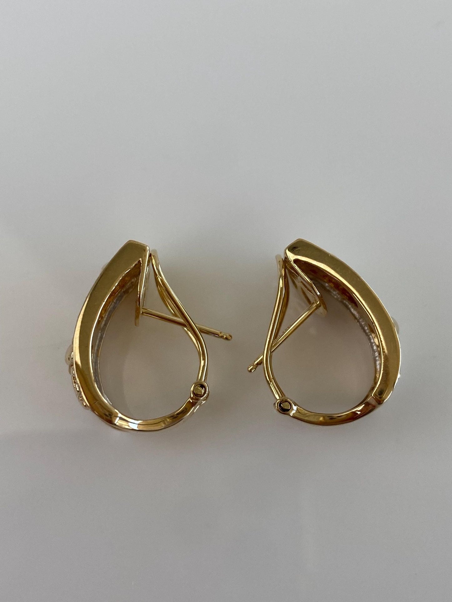 Vintage Solid 14k White & Yellow Gold Diamond Elephants Drop Earrings