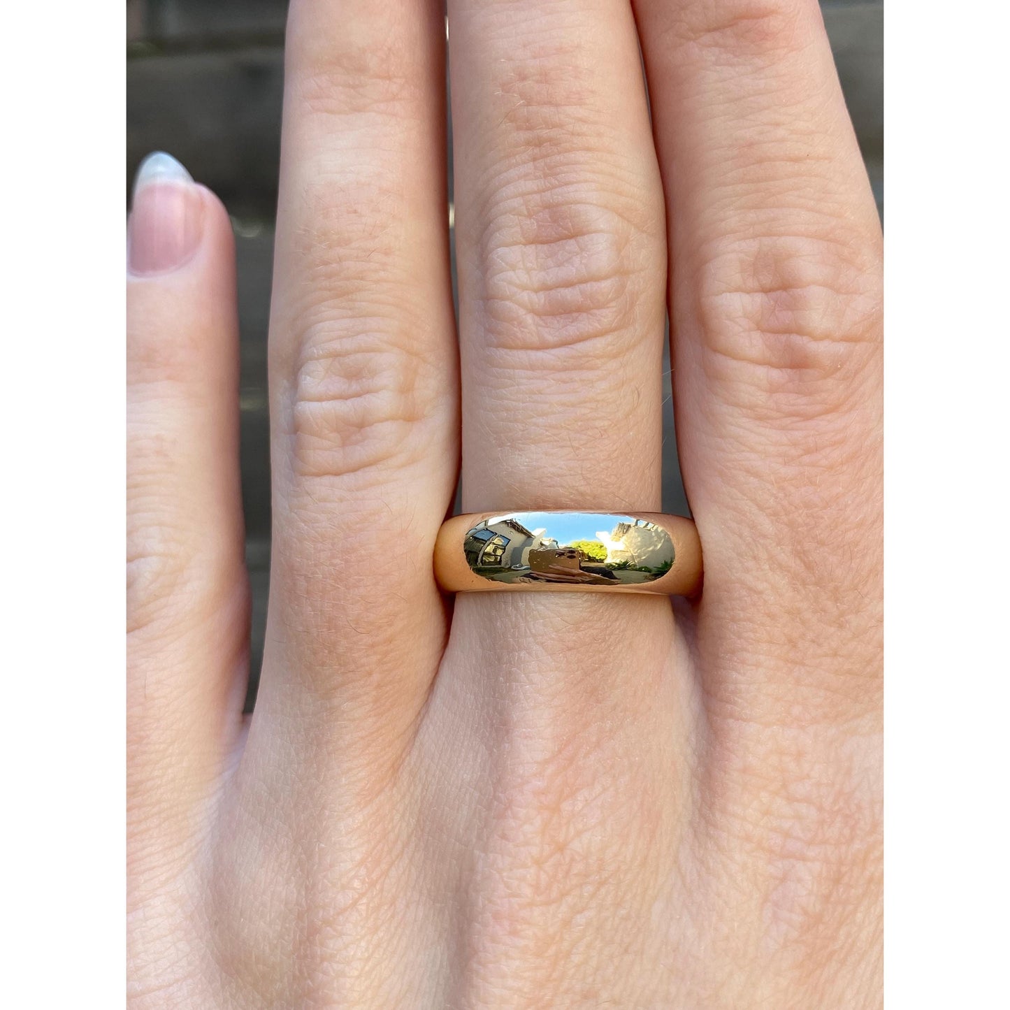 Vintage Solid 14k Yellow Gold Wide Ring Band - Size 10