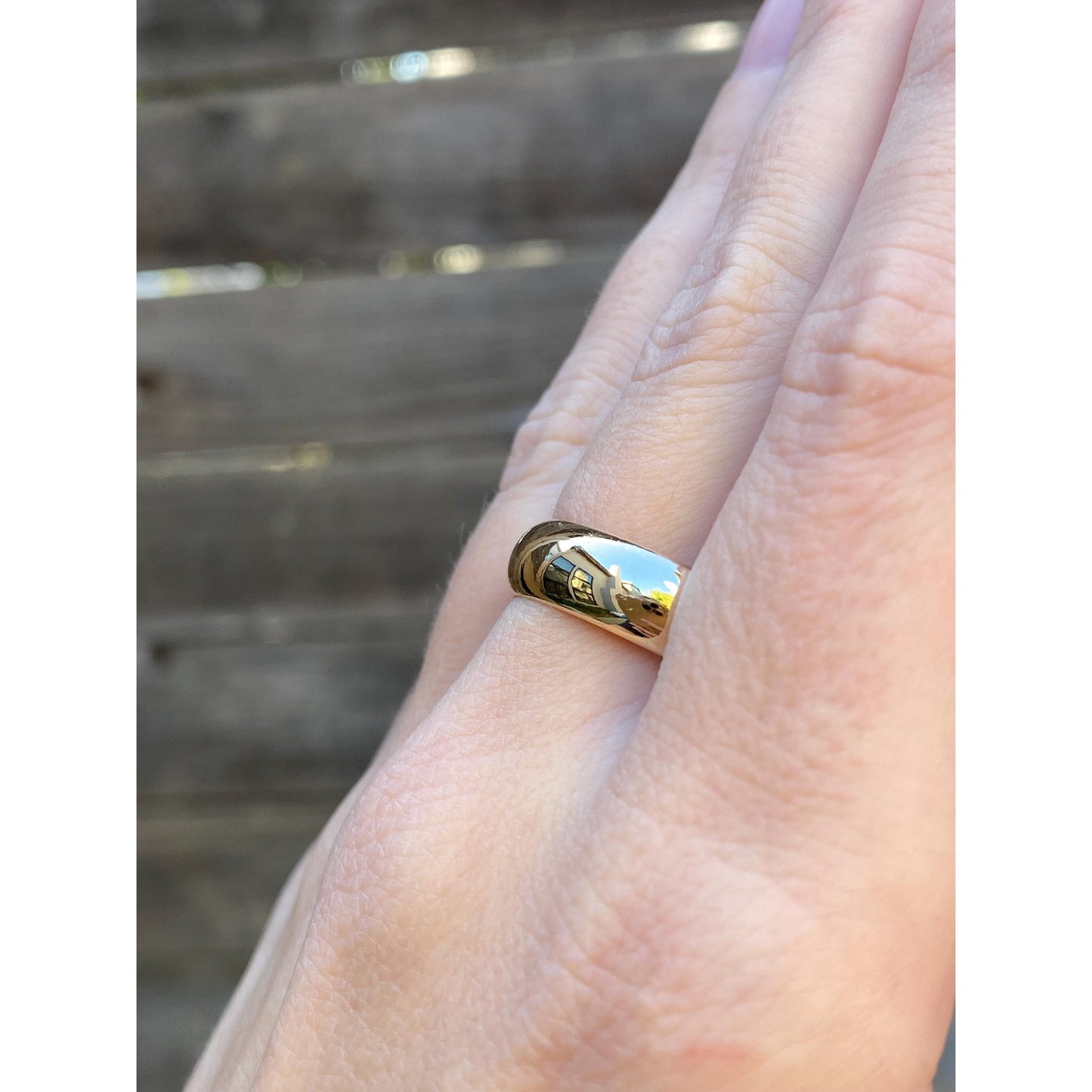 Vintage Solid 14k Yellow Gold Wide Ring Band - Size 10