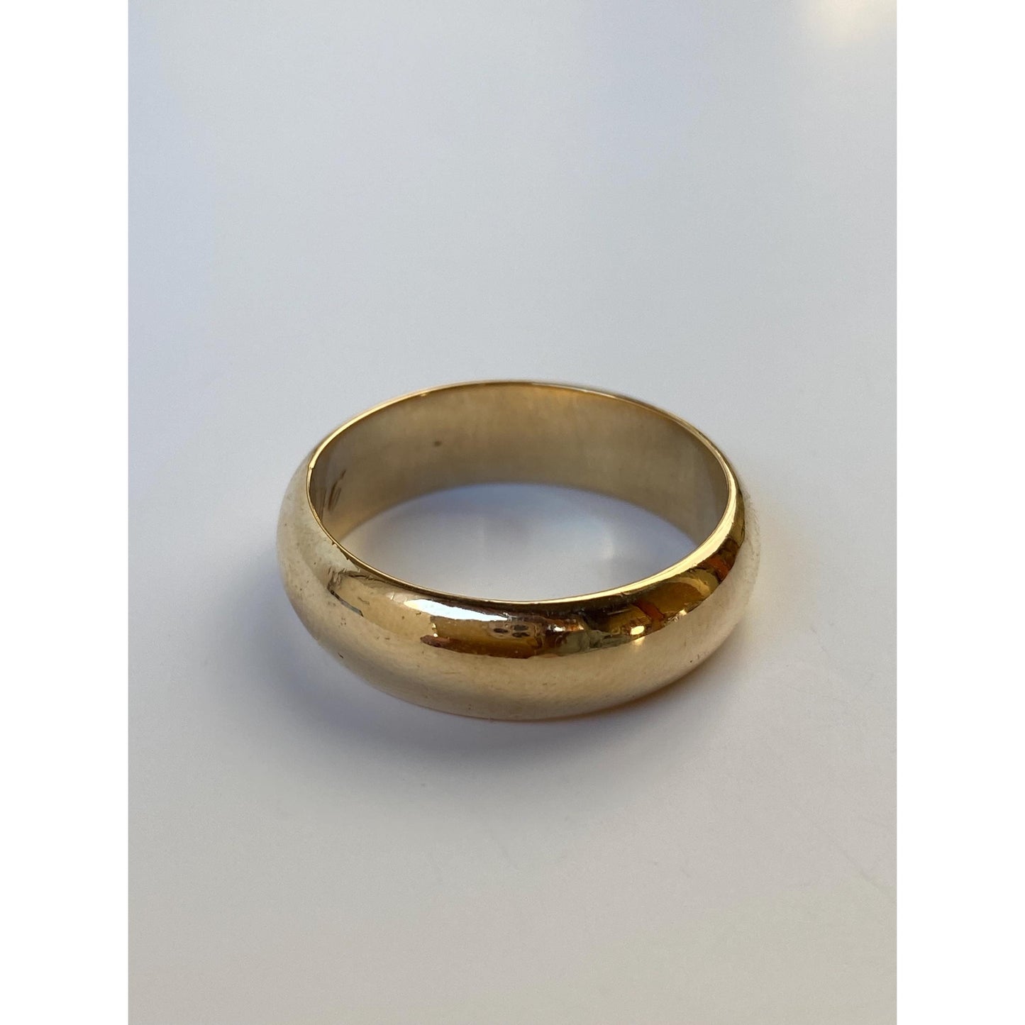 Vintage Solid 14k Yellow Gold Wide Ring Band - Size 10