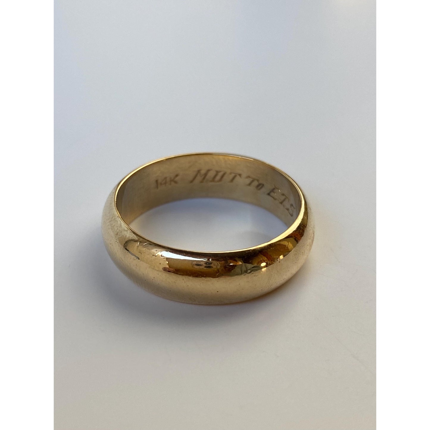 Vintage Solid 14k Yellow Gold Wide Ring Band - Size 10