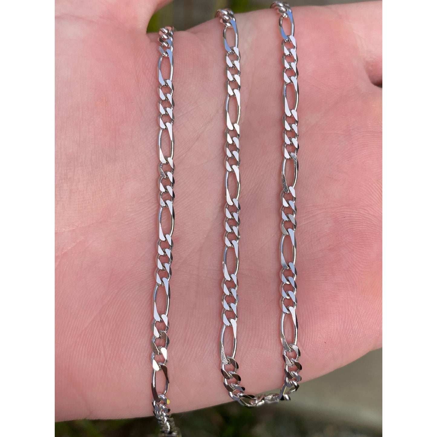 Vintage Solid 14k White Gold Figaro Chain Necklace - 18 inches