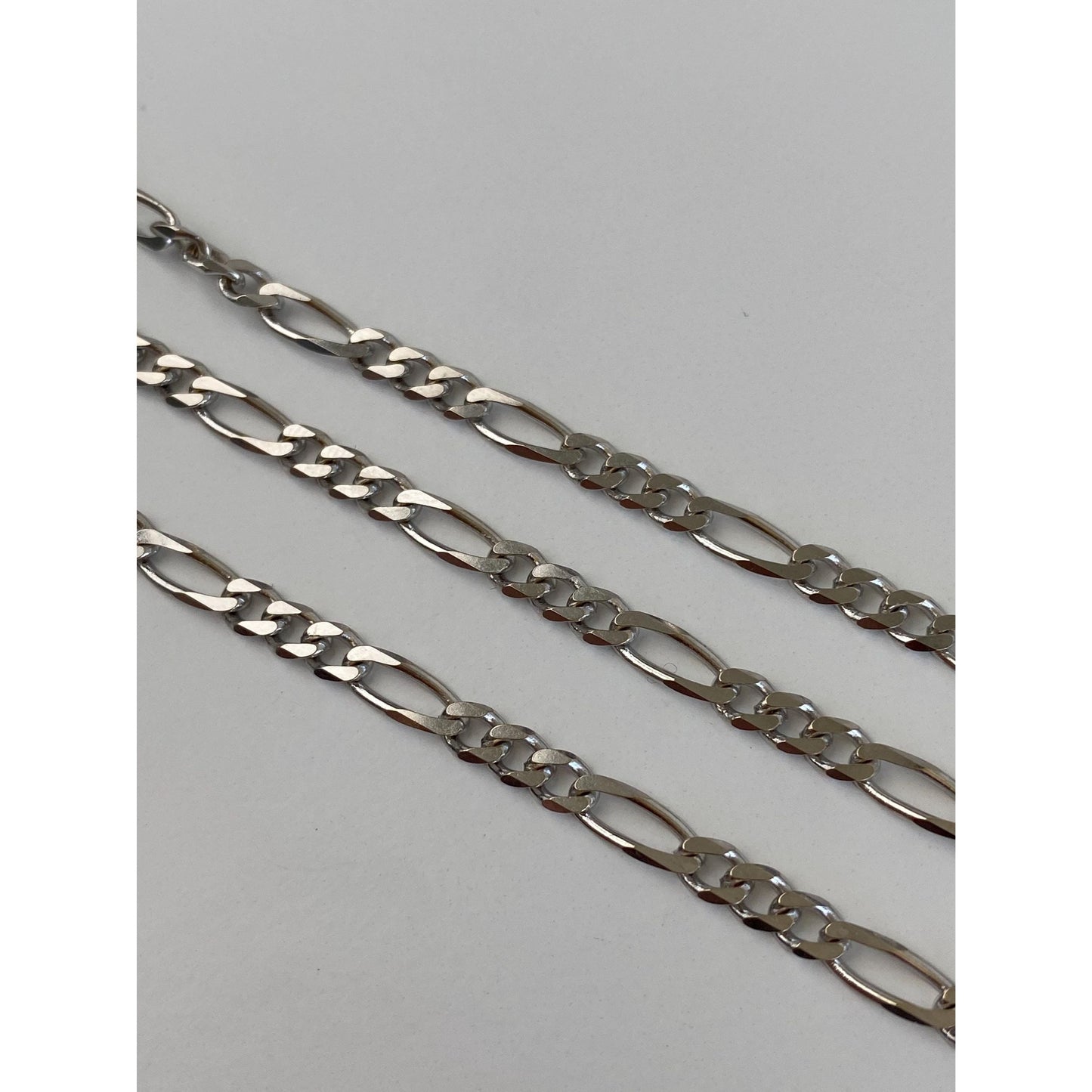 Vintage Solid 14k White Gold Figaro Chain Necklace - 18 inches