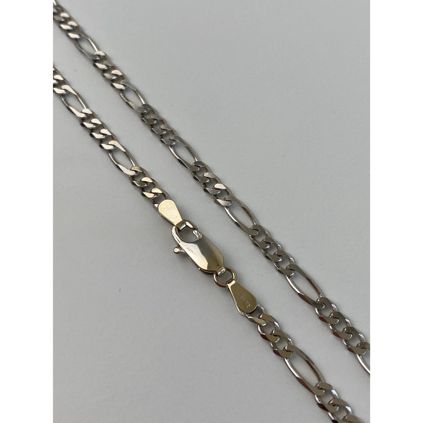 Vintage Solid 14k White Gold Figaro Chain Necklace - 18 inches