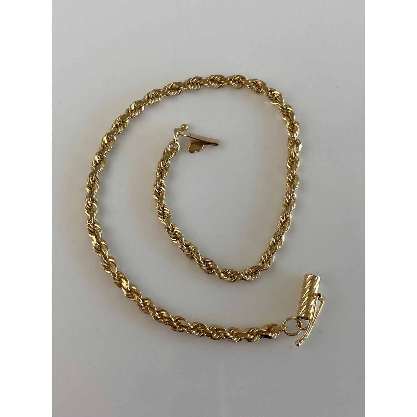 Vintage Solid 14k Yellow Gold Rope Chain Bracelet - 7.5 inches