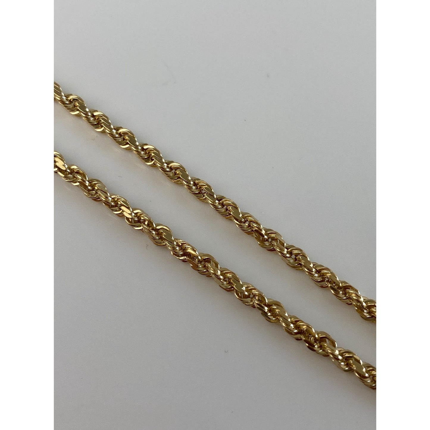 Vintage Solid 14k Yellow Gold Rope Chain Bracelet - 7.5 inches