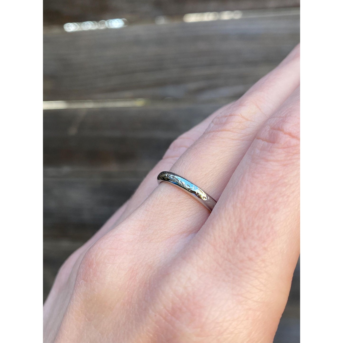 Vintage Solid 18k White Gold Pattern Ring Band - Size 5.75