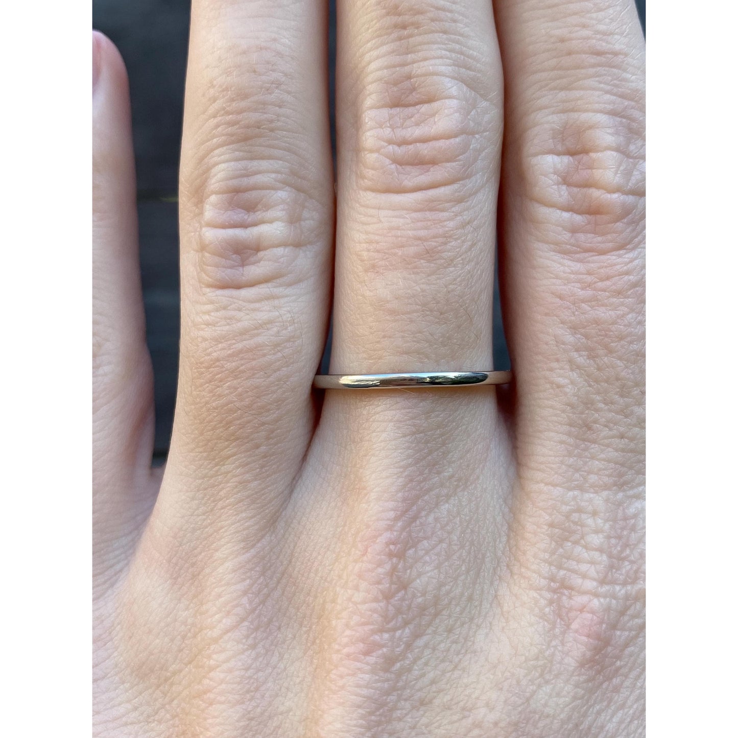 Vintage Solid 14k White Gold Slim Ring Band - Size 8.25