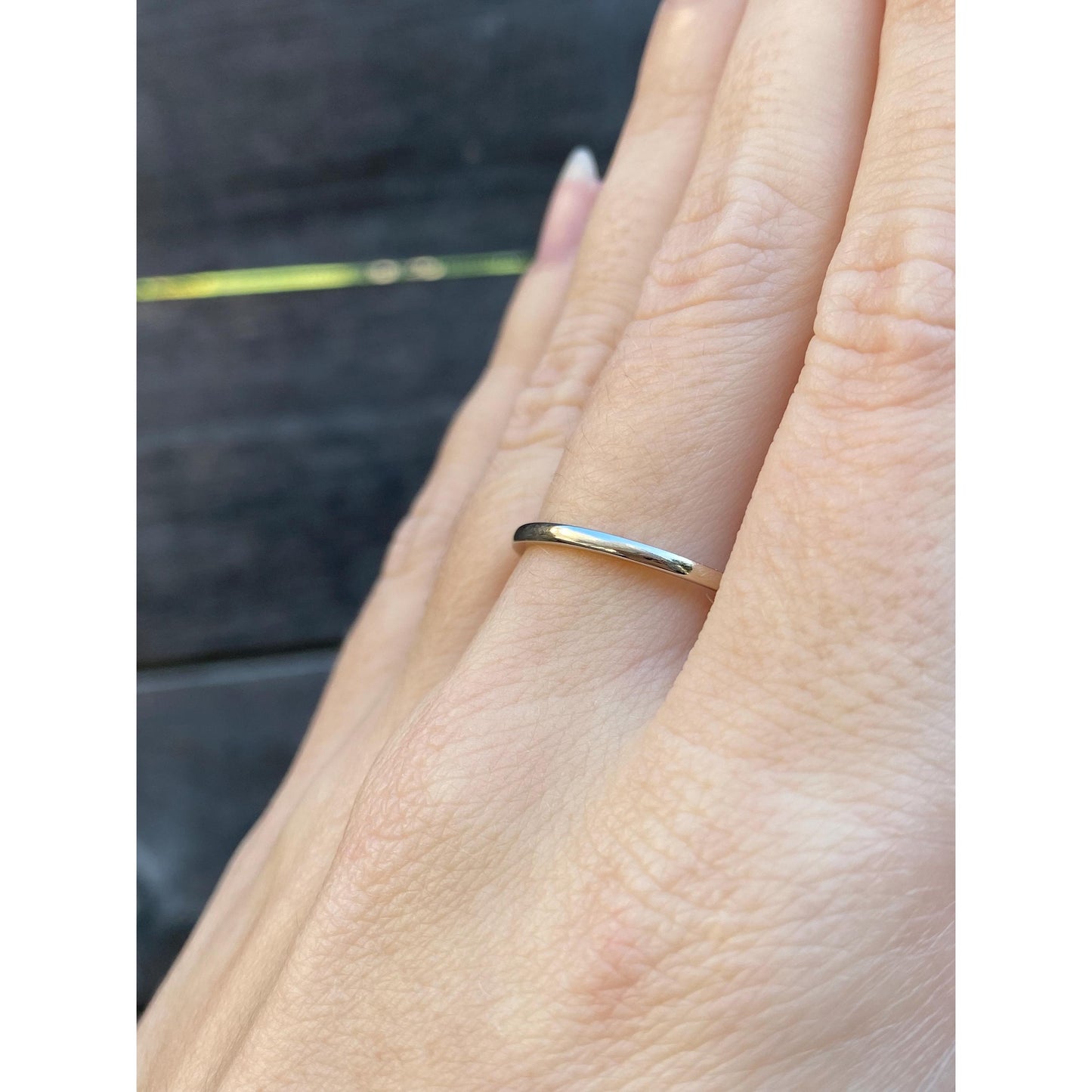 Vintage Solid 14k White Gold Slim Ring Band - Size 8.25