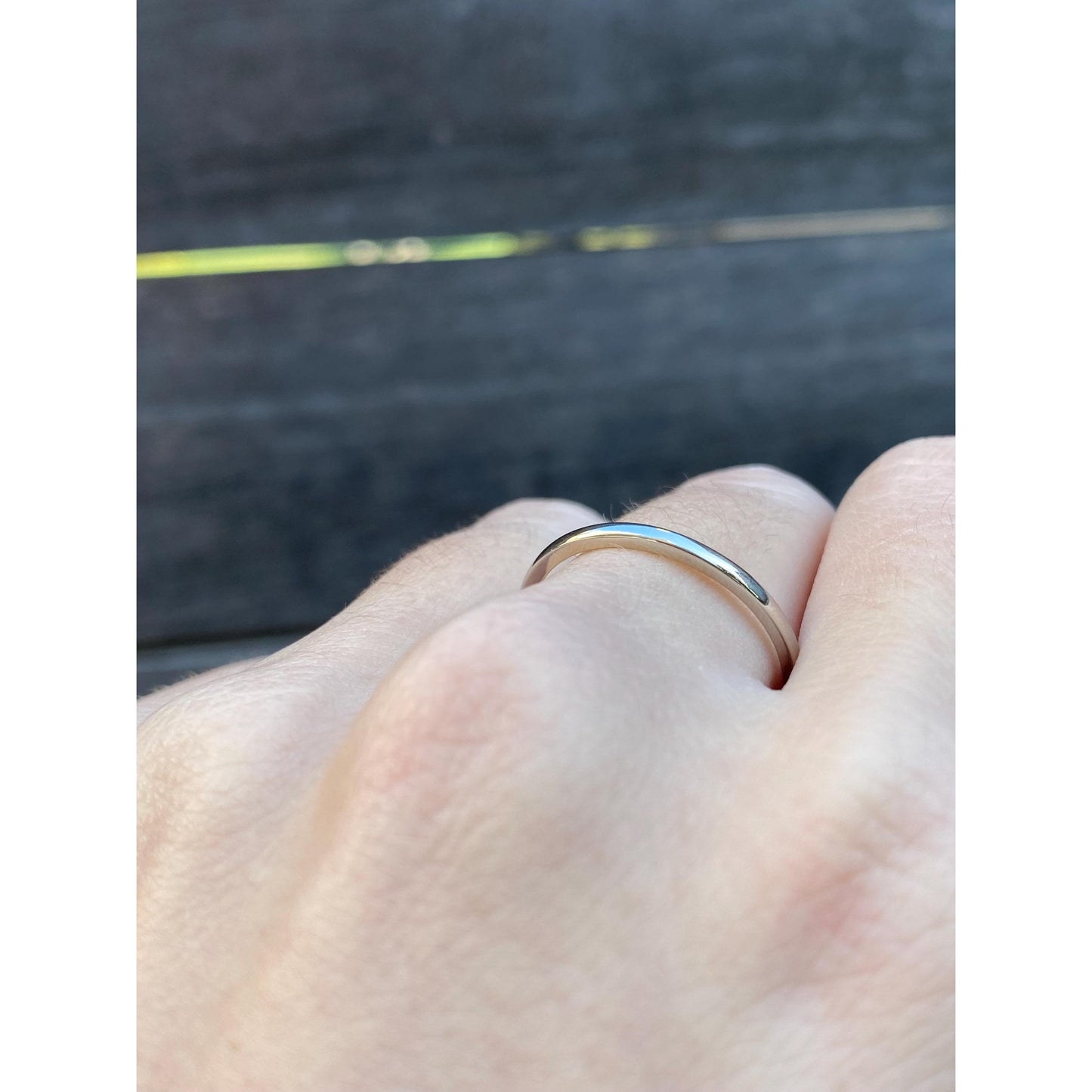 Vintage Solid 14k White Gold Slim Ring Band - Size 8.25