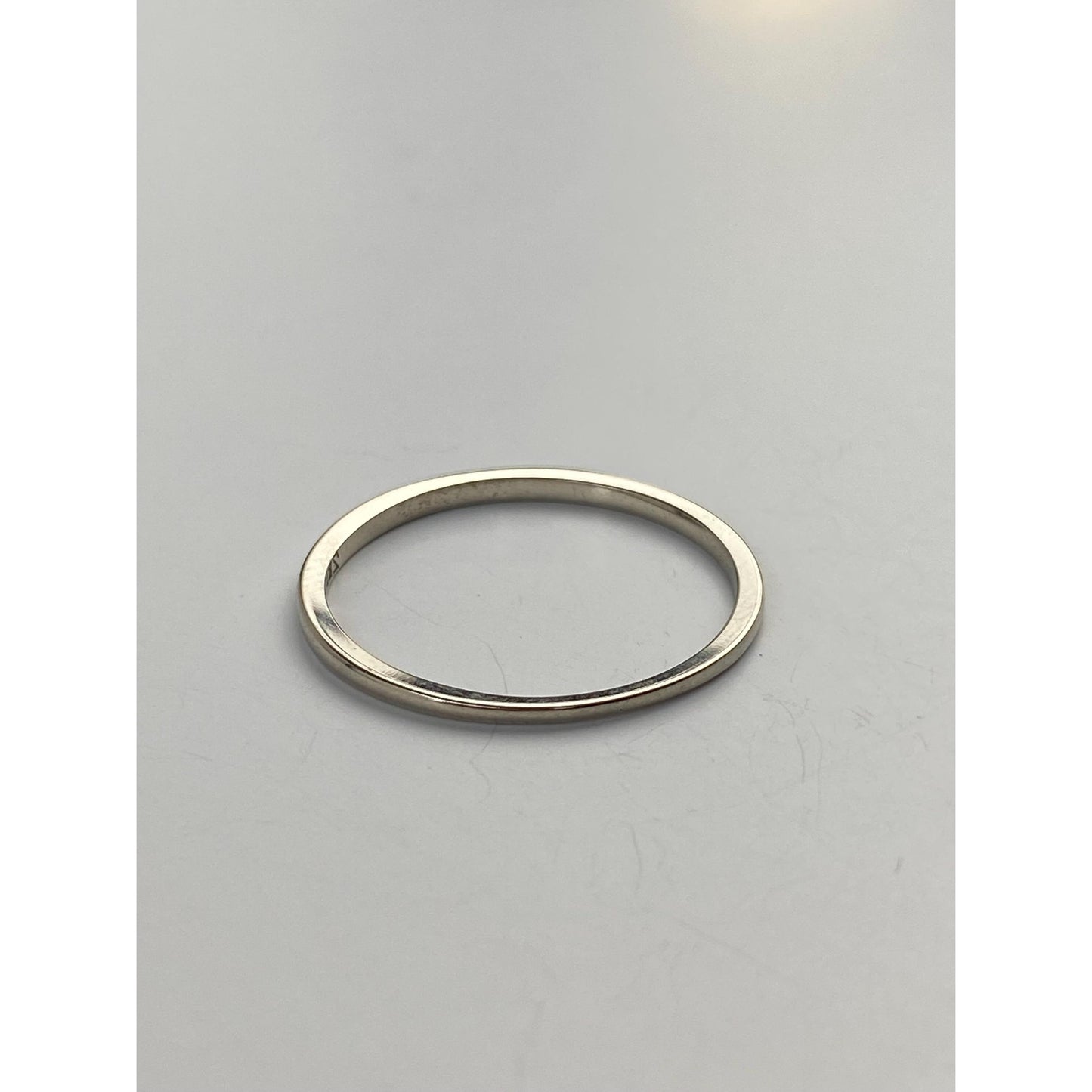 Vintage Solid 14k White Gold Slim Ring Band - Size 8.25