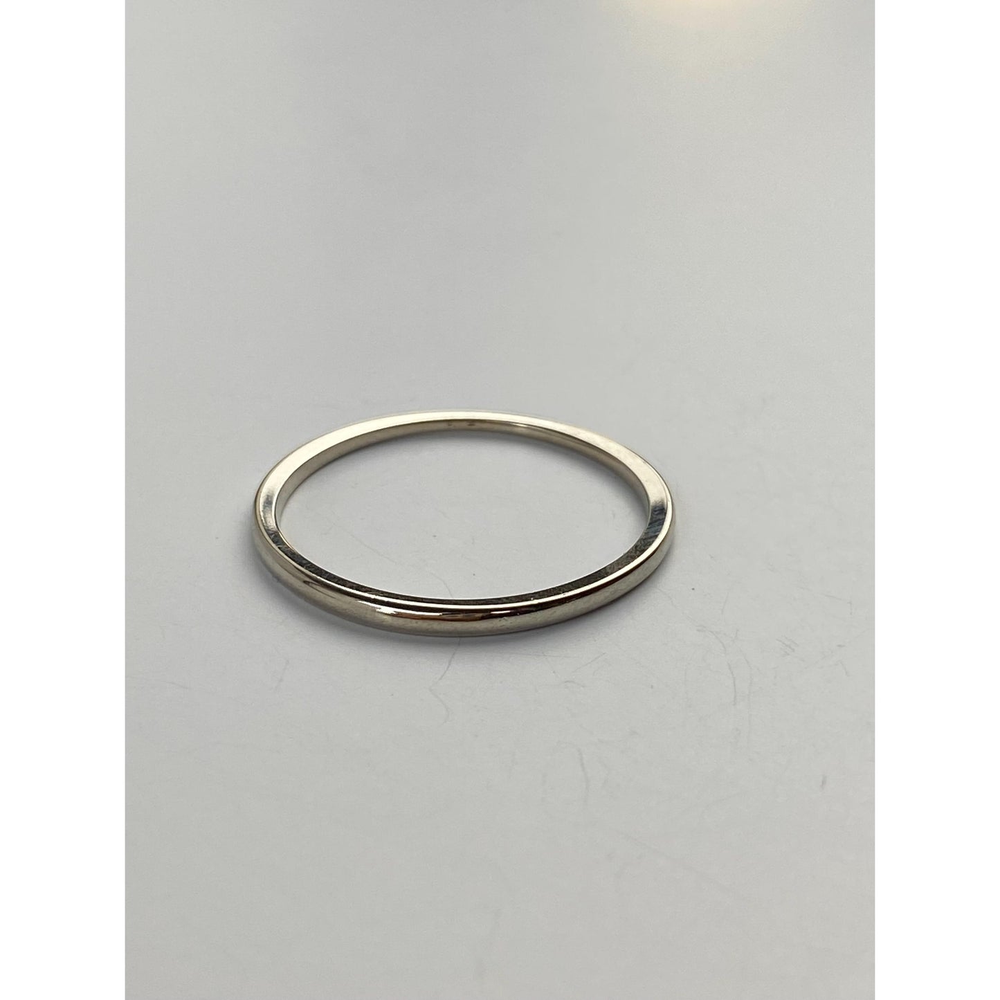 Vintage Solid 14k White Gold Slim Ring Band - Size 8.25