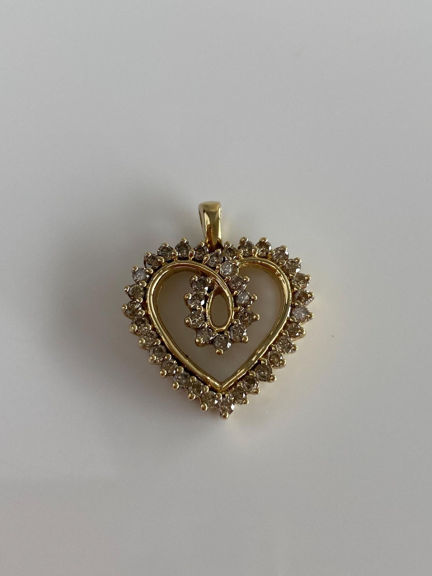 Vintage Solid 10k Yellow Gold Diamond Heart Charm