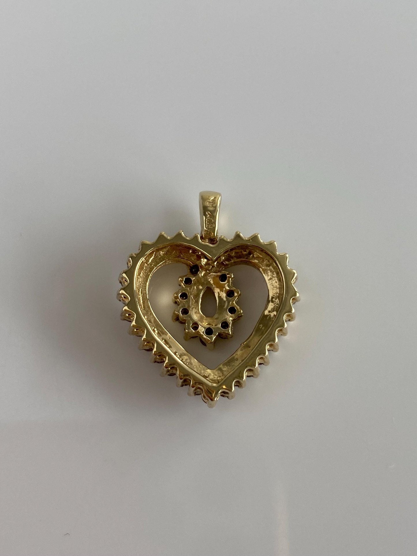 Vintage Solid 10k Yellow Gold Diamond Heart Charm