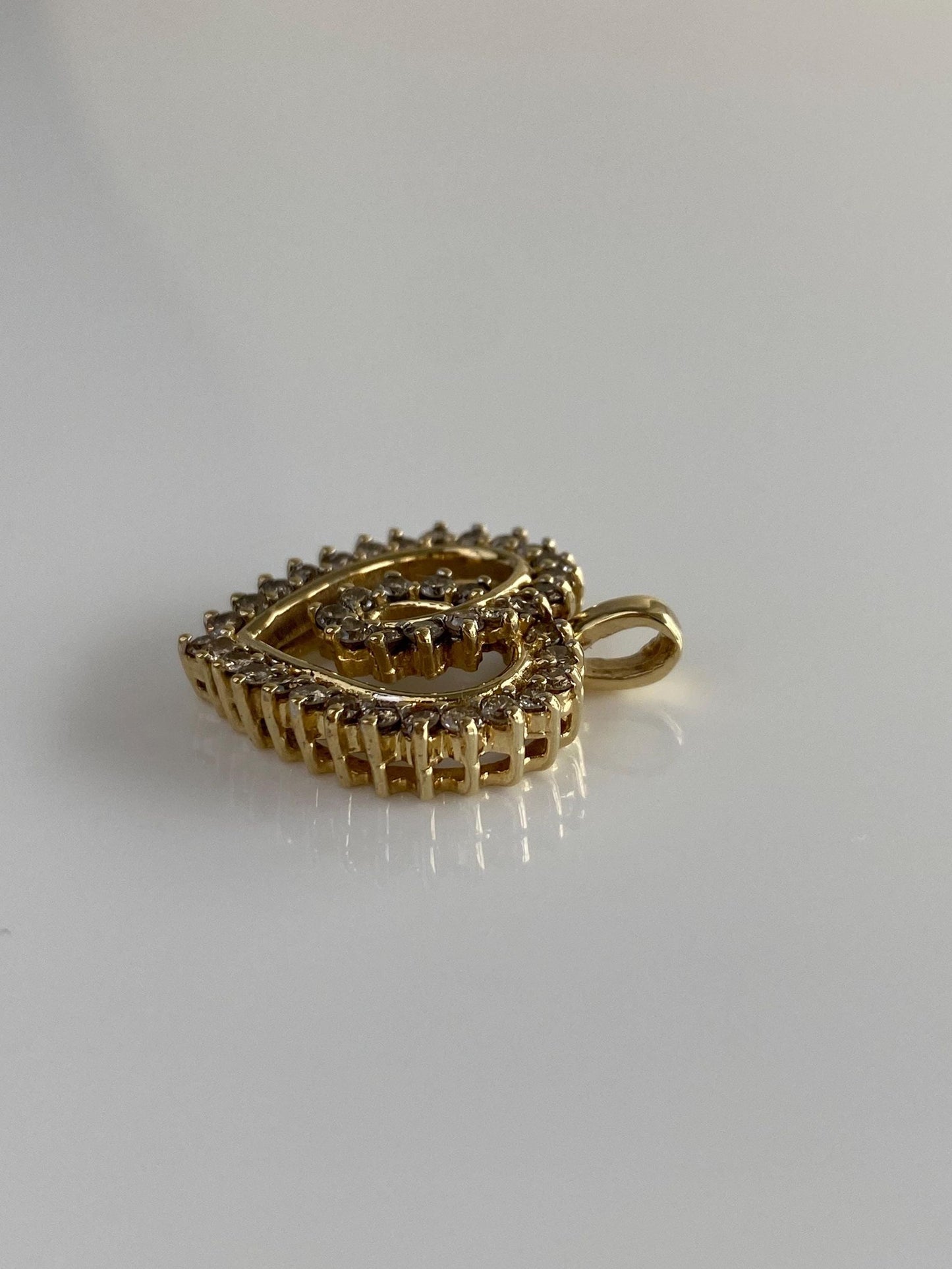 Vintage Solid 10k Yellow Gold Diamond Heart Charm